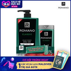 Dầu gội Romano Classic cổ điển lịch lãm tóc chắc khỏe 650gr- Tặng sữa tắm Romano Classic150g