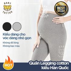 BABY TATTOO Quần Legging cotton mẹ bầu/phụ nữ đang mang thai kiểu Hàn Quốc