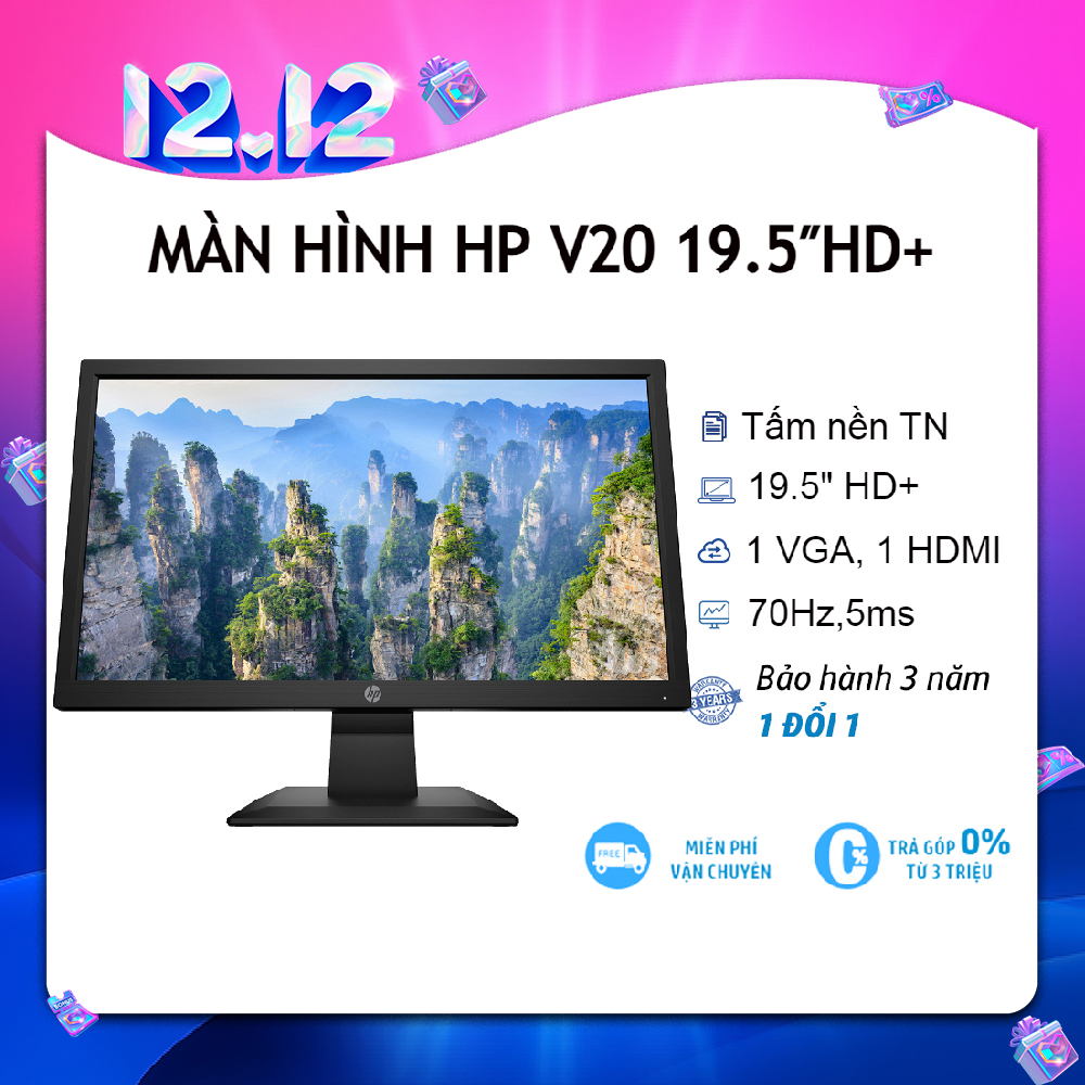 [Voucher Giảm 10% Đơn 500K] Màn hình máy tính LCD HP V20 1H849AA 19.5″HD+ 1600×900/TN/70HZ/5MS (Đen) - Hàng chính hãng...