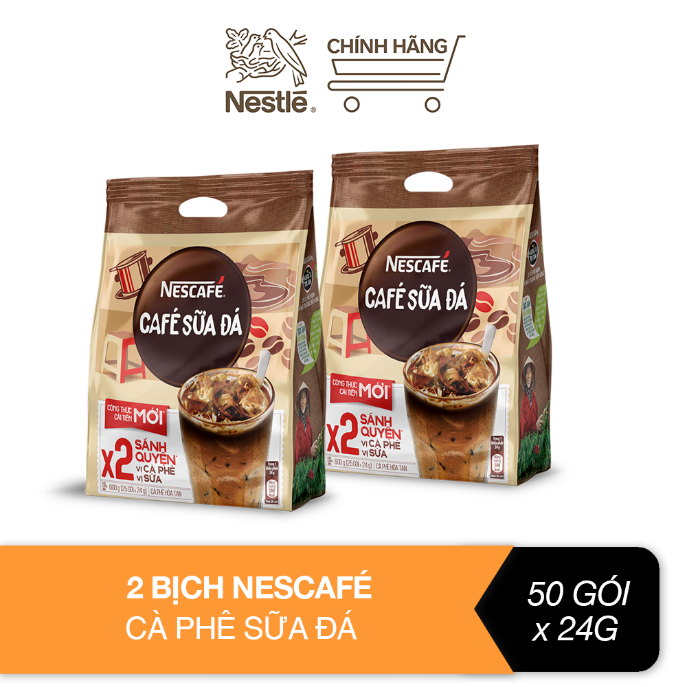 Combo 2 bịch Nescafé cà phê sữa đá (Bịch 25 gói x 24g)