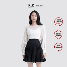 Chân Váy Đen Xòe Xếp Ly K&K Fashion CV03-24 Chất Liệu Vải Umi