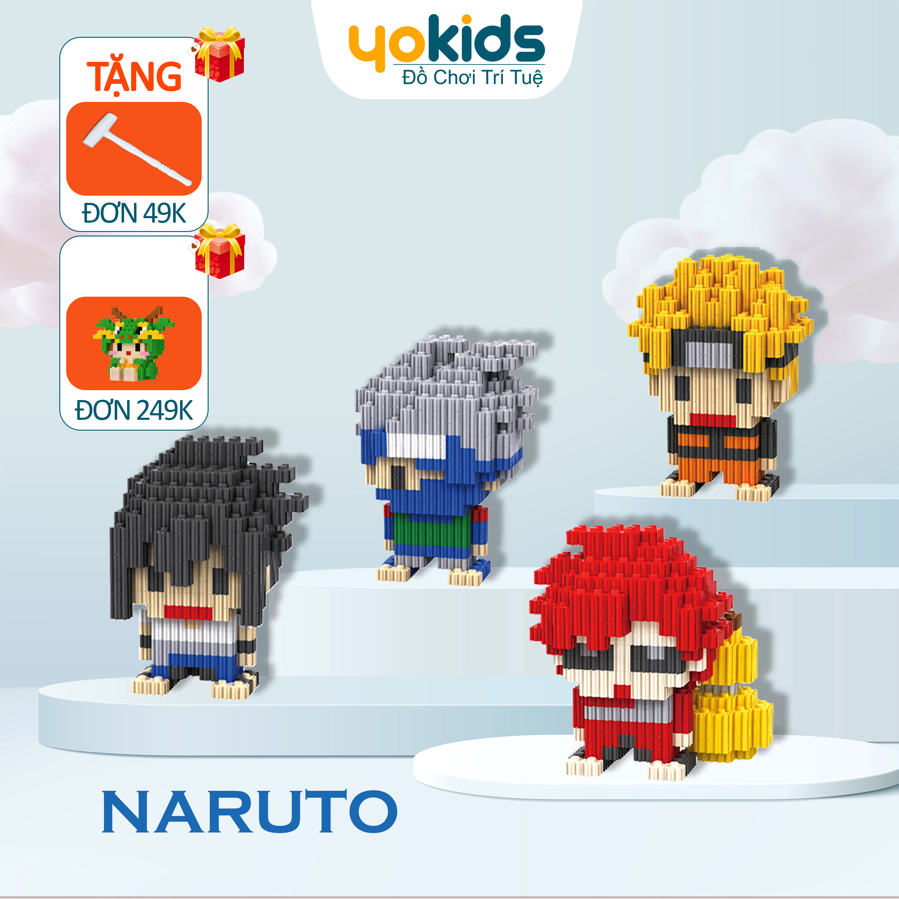 Lego Naruto Mô Hình Lắp Ráp Mini Cute Yokids, Các Nhân Vật Hoạt Hình Kakashi, Gaara, Sasuke, Tăng Tư Duy...
