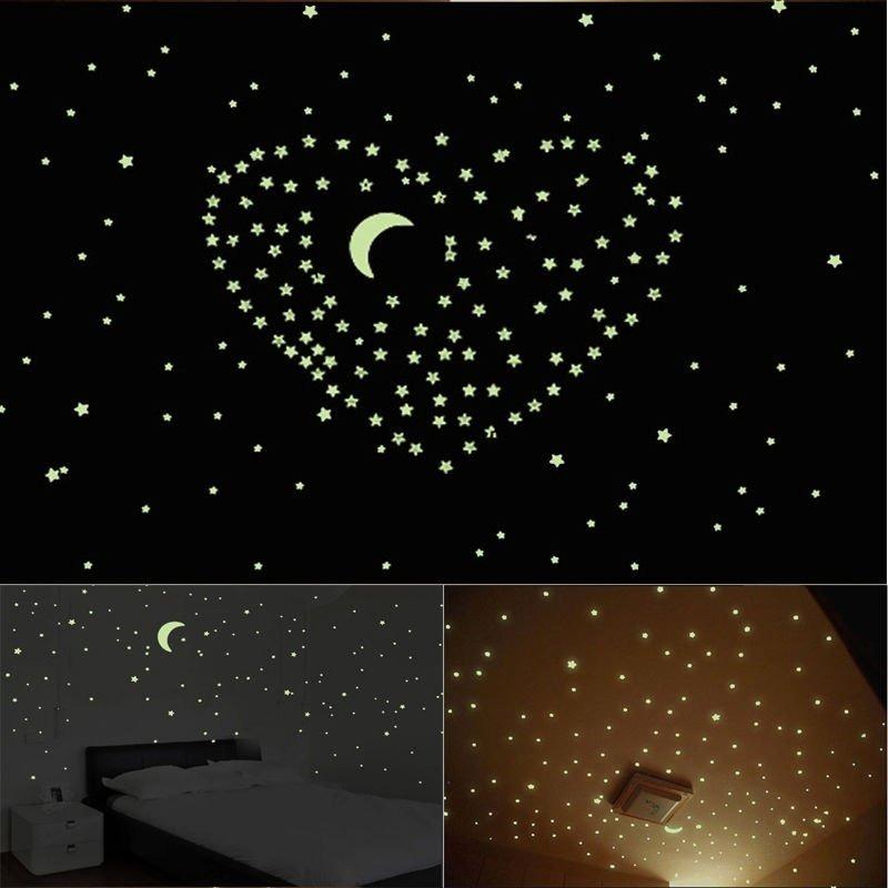 100 ngôi sao dán tường phát sáng trong đêm trang trí phòng cho bé