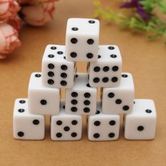 10PCS 16mm Gaming Dice Standard Six Sided Die 6D RPG For Birthday Parties White – intl