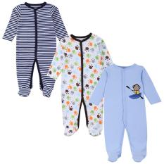 3 bộ áo liền quần tay dài bít chân cho bé trai và gái từ 0 đến dưới 12 tháng ( hình chọn ngẫu nhiên )