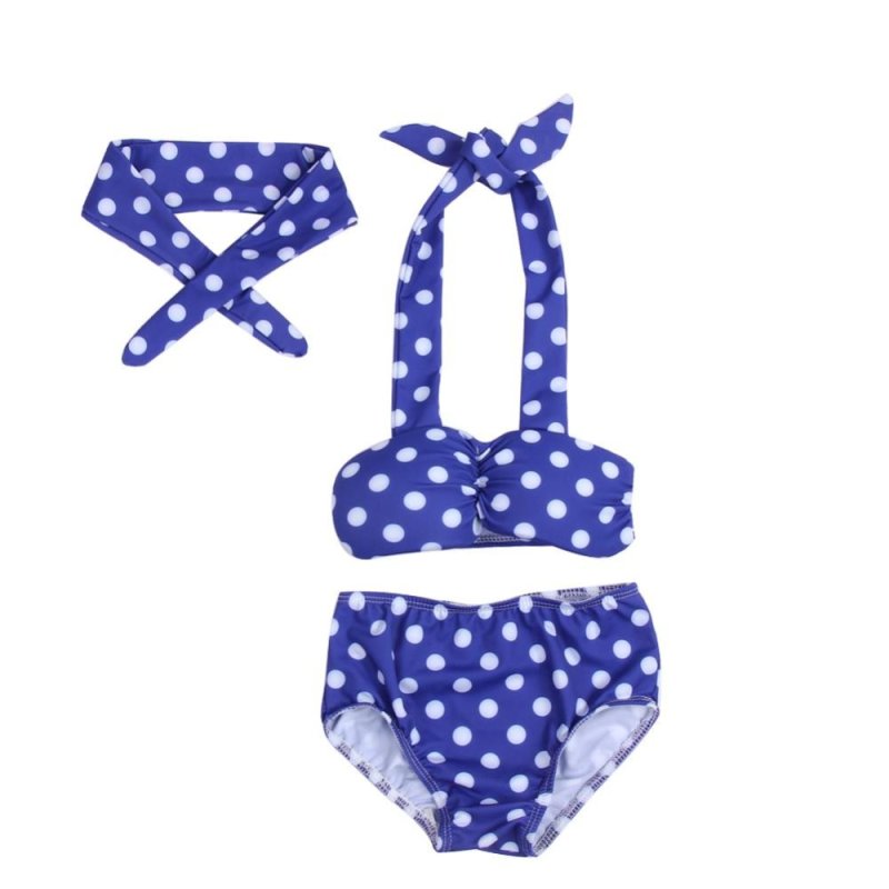Nơi bán 3pcs Pretty Baby Girl Dot Printed Swimwear Suit (Blue) - intl