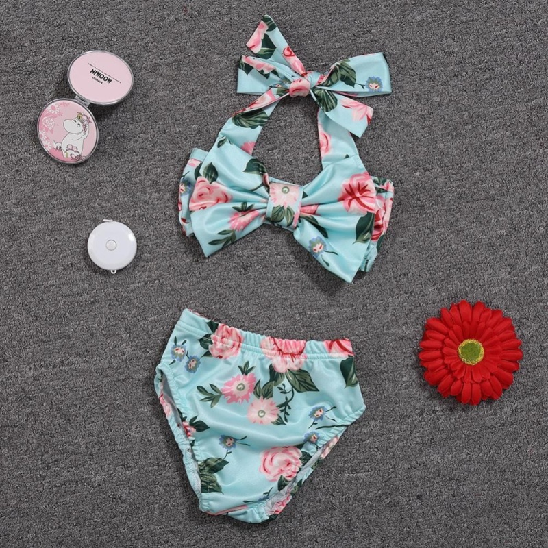 Nơi bán Baby Girl Floral Bow Halter Bikini Set Two Piece Swimsuit
Size:12-24M - intl