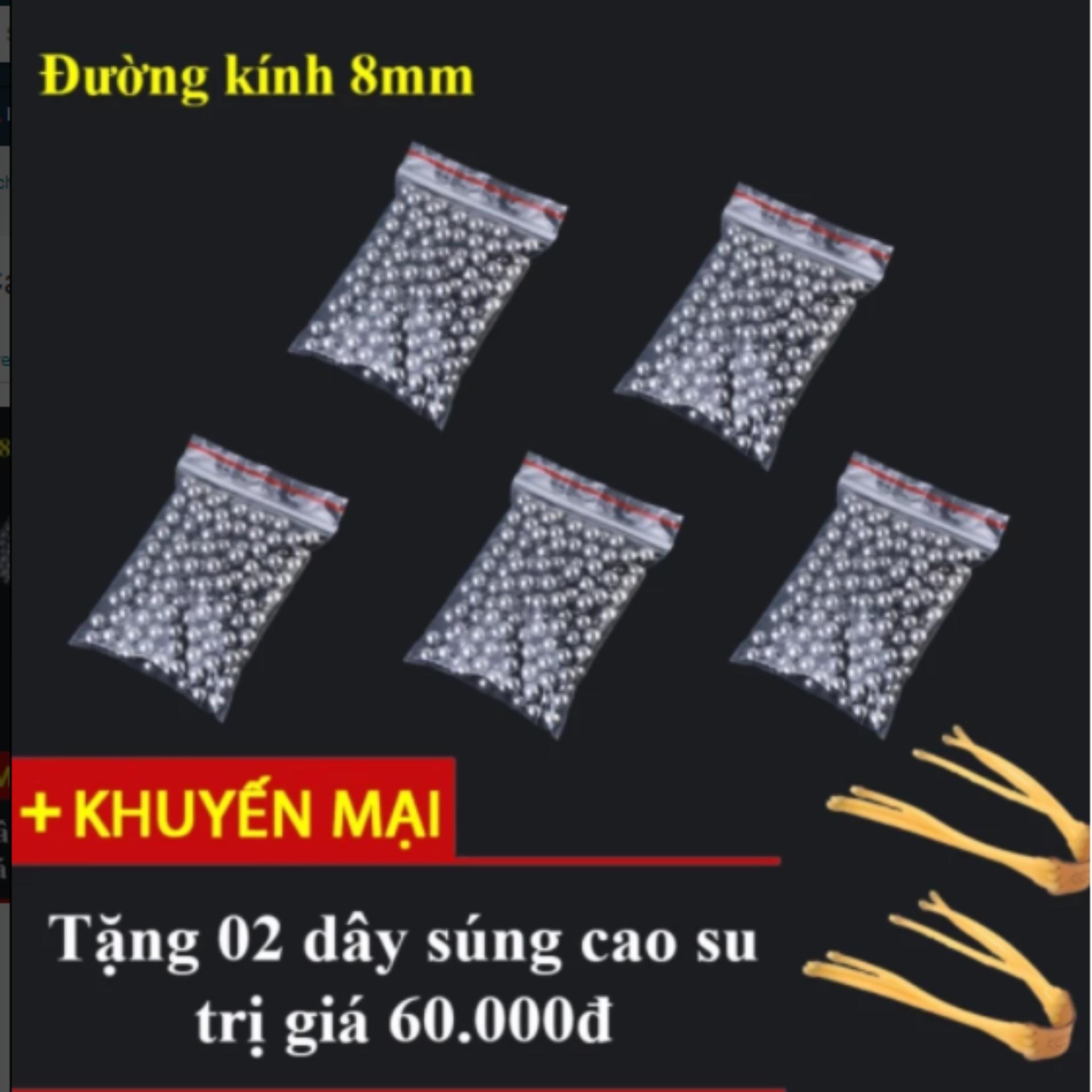 Bi sắt 8mm bộ 500vien- khuyến mại 2 dây cao su