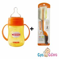 Combo bình sữa wesser cổ rộng 180ml + cọ rửa wesser