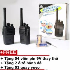 Bộ 2 chiếc bộ đàm 1 kênh tần số loại 100m + Tặng 4 viên pin 9V + Tặng 2 ô tô bánh đà + Tặng 01 quay yoyo