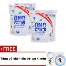 Bảng Báo Giá Bộ 2 nước giặt Omo Matic dịu nhẹ trên da nhạy cảm 2.4kg + Tặng bộ chén đĩa trẻ em 4 món  