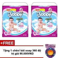 Giá Khuyến Mại Bộ 2 tã giấy Bobby siêu mỏng XL62 + Tặng chén/ bát xoay 360 độ trị giá 90.000VND   Lazada