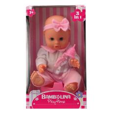 Bộ 3 trong 1 búp bê 33 cm kèm bình sữa và bô BAMBOLINA 1409