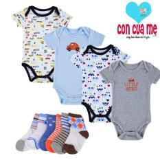 Bộ 4 bodysuit cộc tay và 6 đôi tất Carter’s Love bé trai