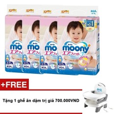 Nơi Bán Bộ 4 tã giấy Moony M64 + Tặng 1 ghế ăn dặm trị giá 700.000VND   Lazada