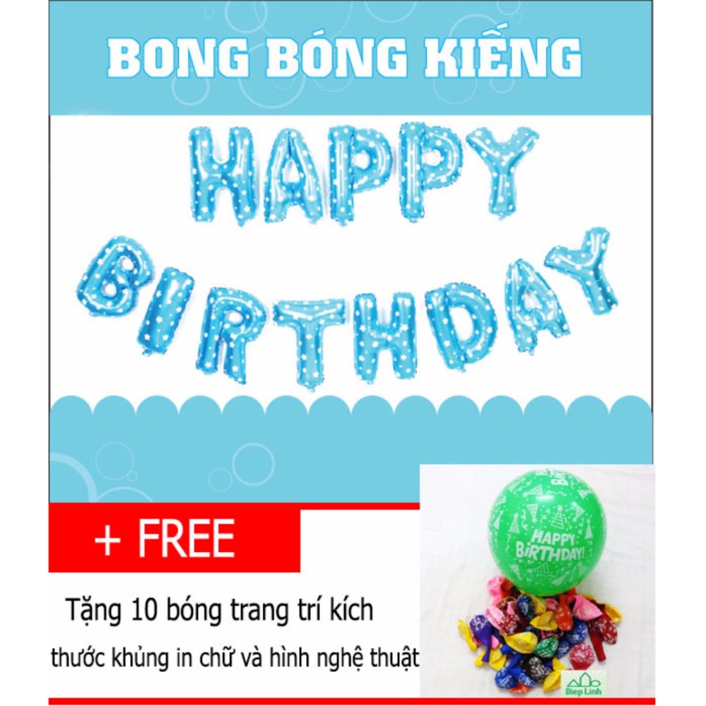 Bộ bong bóng sinh nhật HAPPY BIRTHDAY(Blue) có keo dán - Diệp Linh BBSN3