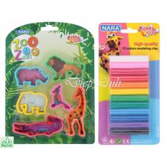 Bộ đất sét nặn 12 màu kèm khuôn nặn vườn thú hàng Thái Lan – Diệp Linh DN16