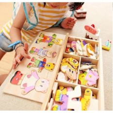 Bộ Đồ Chơi Lắp Ghép Bằng Gỗ Hình Gấu Ngộ Nghĩnh