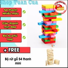 Mẫu sản phẩm Bộ đồ chơi rút gỗ 54 thanh nhiều màu tặng rút gỗ 54 thanh mini