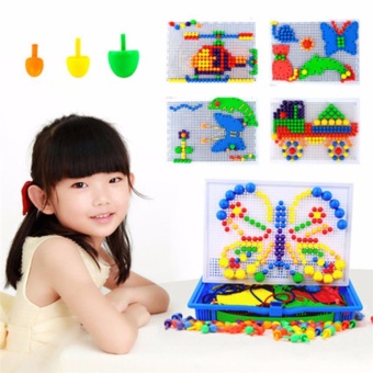 Bộ đồ chơi trẻ em 296 hạt nhựa nấm xếp hình  