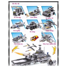 Bộ lắp ghép xếp hình 08 mô hình xe quân sự