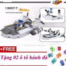 Bộ lắp ghép xếp hình tàu tuần tra 94 chi tiết + Tặng 02 ô tô bánh đà
