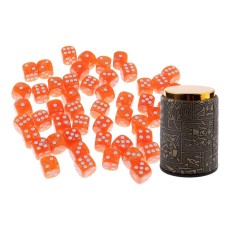BolehDeals 50 Pieces 6 Sided Orange Spot Dices D6 with Dice Cup Shaker for Casino Party Bar Board Game Props Dungeons and Dragons Accessory – intl