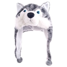 Hoạt Hình hình Nón Sang Trọng Bò Nỉ Mùa Đông Ấm LÔNG TƠ TRÙM ĐẦU bao Tai Husky-quốc tế