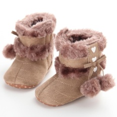Điên Store Hot Newborn-18M Bé trai bé gái Mùa Đông Ấm Trơn Dễ Thương Giày Tập Đi Cho Bé Giày Đế Mềm s2177 Màu Nâu-quốc tế