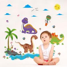Decal dán tường dinosaur cartoon ngỗ nghĩnh cho bé