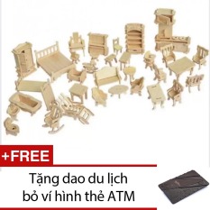 Đồ Chơi Ghép Hình 3d Bằng Gỗ 184 Chi Tiết Cho Bé + Tặng 1 dao du lịch bỏ ví hình thẻ ATM (Nâu)