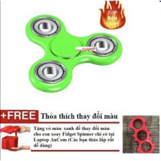 Đồ Chơi Giúp Xả Stress Fidget Spinner 3 bạc đạn Trắng (Xanh Lá) ++Tặng vỏ spinner batman màu ngẫu