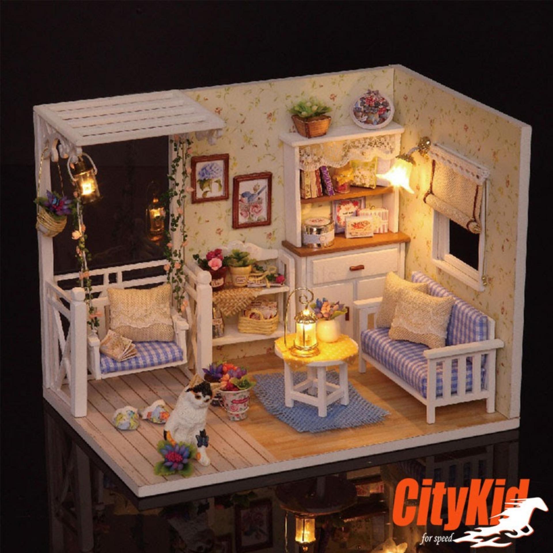 Đồ chơi mô hình nhà gỗ diy Cute Room H-013( Tặng Mica Che Bụi + Keo)