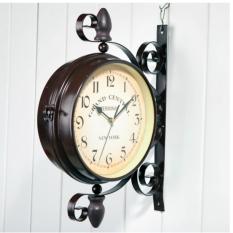 Đồng hồ sắt trang trí treo tường 2 mặt Cổ điển Retro Clock