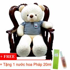 Gấu bông Teddy cao cấp áo thun Benny màu trắng khổ vải 1m4 +Tặng 1 nước hoa Pháp 20ml-TEDDYKT12COMBO1(nhà bán hàng Diabrand)