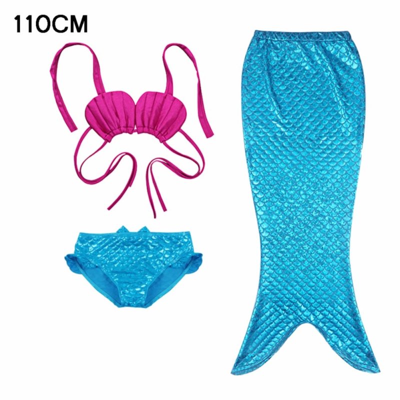 Nơi bán Girl Kids Mermaid Tail Swimmable Swimwear Swimsuit Girls Bikini Set Bathing Suit Fancy Costume（Blue） - intl