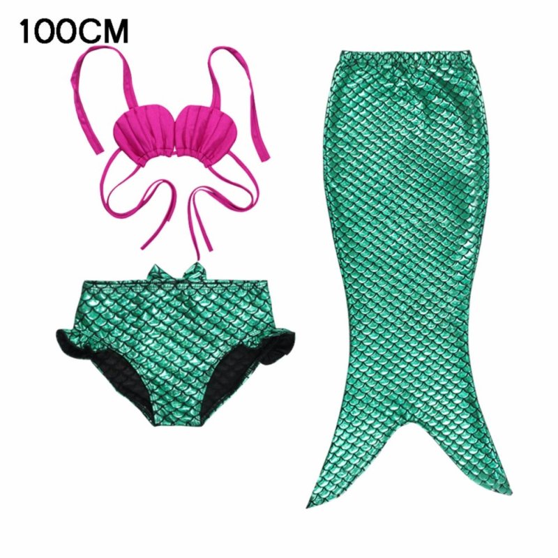 Nơi bán Girl Kids Mermaid Tail Swimmable Swimwear Swimsuit Girls Bikini Set Bathing Suit Fancy Costume（Green） - intl