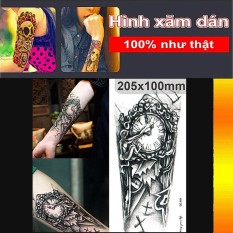 Hình xăm dán bắp tay kích thước 21 x 15 cm – Đồng hồ quỷ