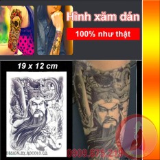 Hình xăm dán cao cấp kích thước 19 x 12 cm – Quan Công