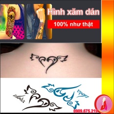 Hình xăm dán chống thấm nước đôi cánh trái tim