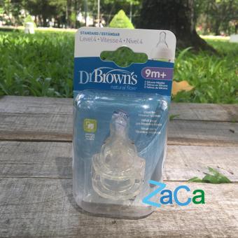 Hộp 2 núm ty bình sữa DR. BROWN cổ hẹp size 4 (>9th)