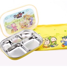 Hộp cơm 2 lớp Inox Baby Hàn Quốc 5 ngăn TERRA SK8 250ml có nắp đậy và khay lót bằng nhựa PP (Trắng vàng)