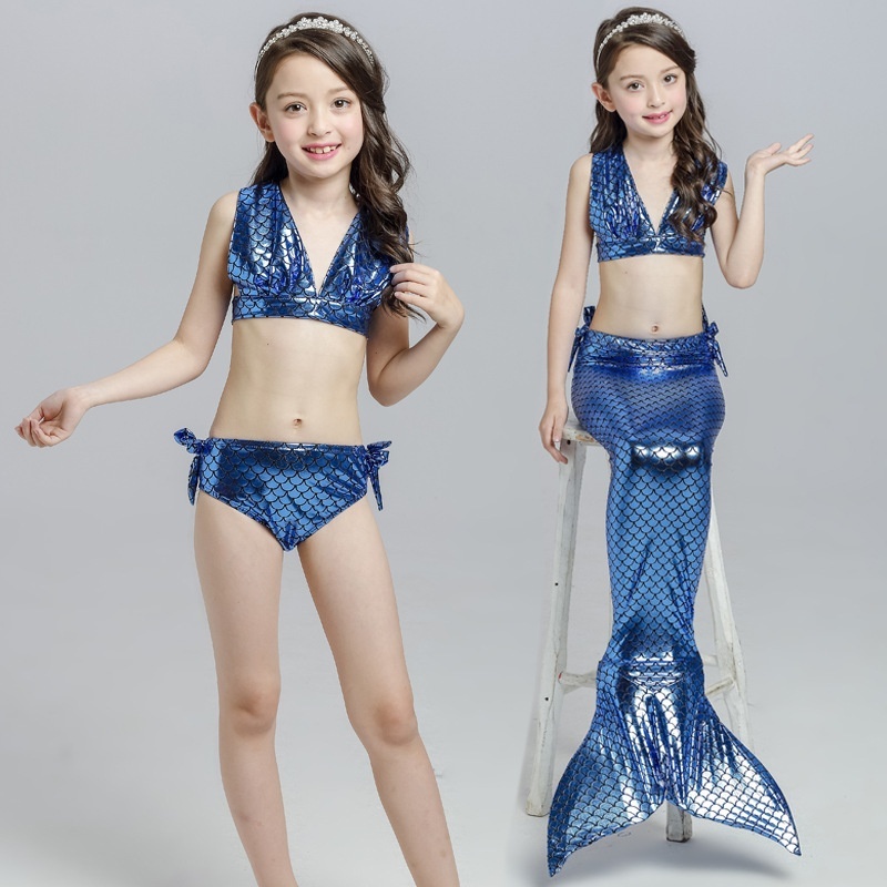 Nơi bán Mermaid Kids Swimwear Girl Bikini Mermaid 3 Piece Mermaid Swimsuit
Tail Swim Skirt Kids(Deep Blue) - intl