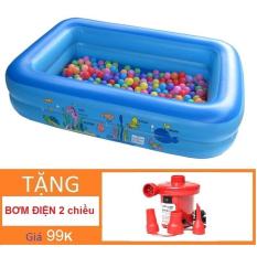 Nhà bóng Chữ nhật (120 x 85 x 35cm) Tặng Bơm điện kiêm Nhà bóng Hồ bơi Phao bơi Nhà banh Nhà bóng