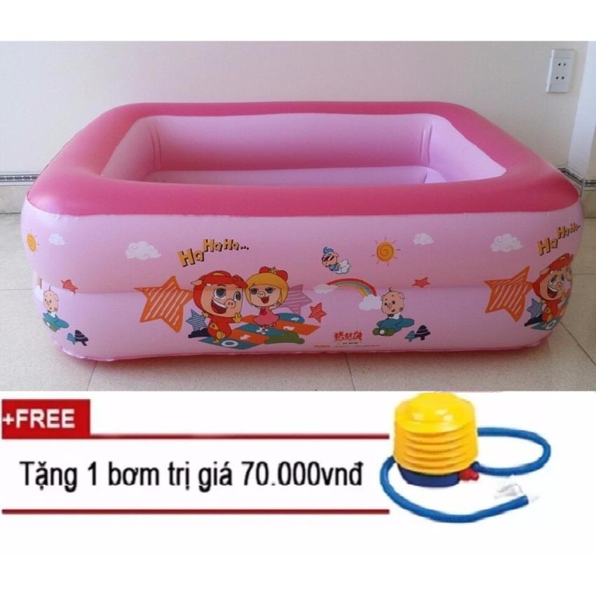 Hình ảnh Phao hồ bơi trẻ em 2 tầng D1-135(Hồng)125x90x35cmTặng kèm bơm hơi tay