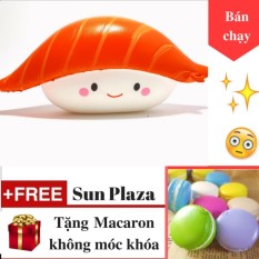 (XEM VIDEO) Squishy Sushi Cá Hồi + Tặng Squishy Macaron (không móc khóa) – (Shop còn rất nhiều loại Squishy khác như Minion, Gấu Trúc, Đùi Gà, Bát Cơm, Mochi Squishy…)