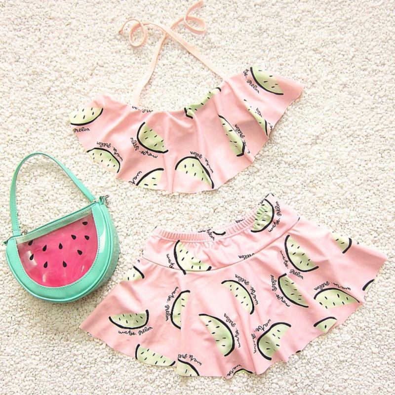 Nơi bán Summer Beachwear Girls Two-piece Lovely Sweet Swimwear Watermelons Printed Swimsuit for Children Pink - intl