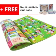 Thảm xốp 2 mặt cho bé Maboshi 200x180x0.5 cm (Nhiều màu) + Tặng 1 bộ bát thìa lúa mạch cho bé