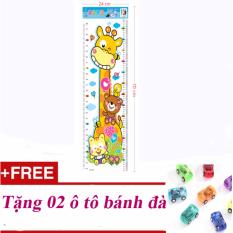 Chỗ bán Thước đo chiều cao decal dán tường cho bé + Tặng 02 ô tô bánh đà cho bé