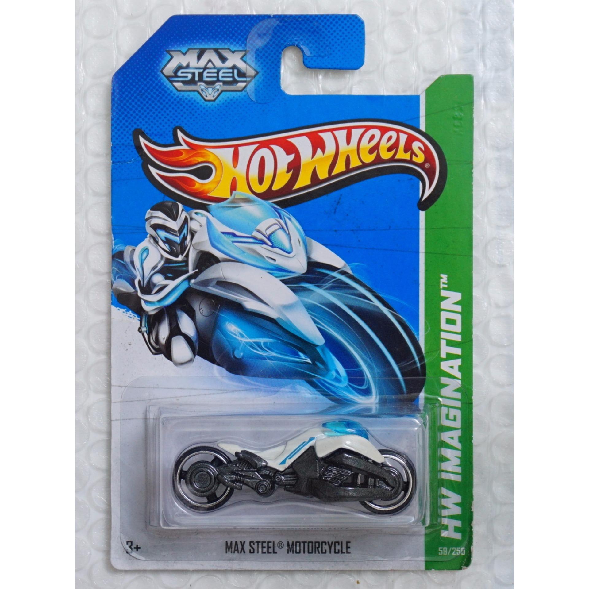 Xe ô tô mô hình tỉ lệ 1:64 Hot Wheels Max Steel Motorcycle Hw Imagination 59/250 (Trắng)